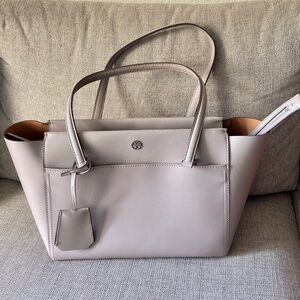 Tory Burch Robinson Heron Gray Tote Bag